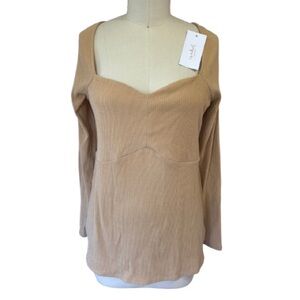 NWT Isabel Maternity by Ingrid & Isabel Tan Long Sleeve Stretchy Blouse XL